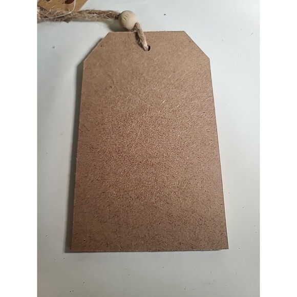 NWT 6"X3.5" Merry Christmas Wood Beaded  Tag Ornament Buffalo Check Farmhouse - Picture 7 of 7